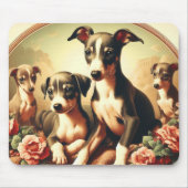 ヴィンテージイタリアンキュイ絵を描グレイハウンド マウスパッド (正面)