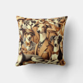 ヴィンテージイタリアングレイハウンドイラストレーション クッション (裏面)