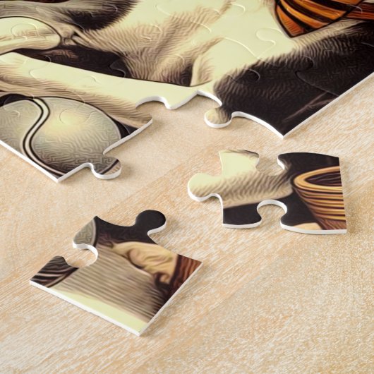 ヴィンテージイタリアングレイハウンドイラストレーション ジグソーパズル (側面)