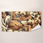 ヴィンテージイタリアングレイハウンドイラストレーション バスタオル (バスタオル)