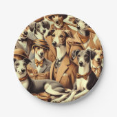 ヴィンテージイタリアングレイハウンドイラストレーション ペーパープレート (正面)