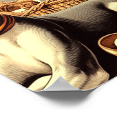 ヴィンテージイタリアングレイハウンドイラストレーション ポスター (角)