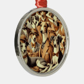 ヴィンテージイタリアングレイハウンドイラストレーション メタルオーナメント (右)