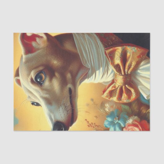 ヴィンテージイタリアングレイハウンド絵を描ドッグ 薄葉紙 (正面)