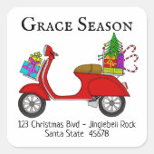 ヴィンテージイタリアンスクーター・クリスマス スクエアシール (正面)