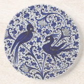 ヴィンテージイタリアンスタイルブルーホワイト金ゴールドラブバード コースター (正面)