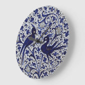 ヴィンテージイタリアンスタイルブルーホワイト金ゴールドラブバード ラージ壁時計 (傾斜)