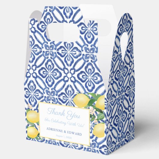 ヴィンテージイタリアンタイル&ウォータカラーレモン結婚ズ フェイバーボックス (オープン)