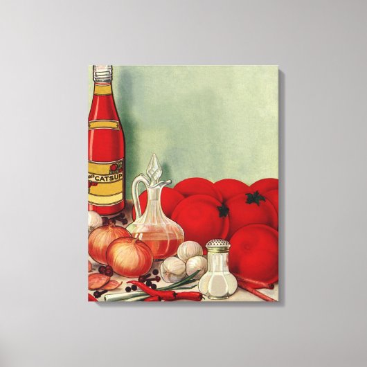 ヴィンテージイタリアントマトオニオンピーパーズキャサップ キャンバスプリント (正面)