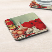 ヴィンテージイタリアントマトオニオンピーパーズキャサップ コースター (左側)
