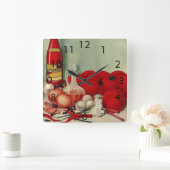 ヴィンテージイタリアントマトオニオンピーパーズキャサップ スクエア壁時計 (ホーム)