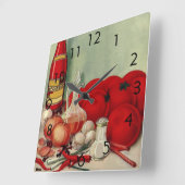 ヴィンテージイタリアントマトオニオンピーパーズキャサップ スクエア壁時計 (傾斜)