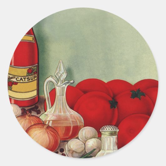 ヴィンテージイタリアントマトオニオンピーパーズキャサップ ラウンドシール (正面)