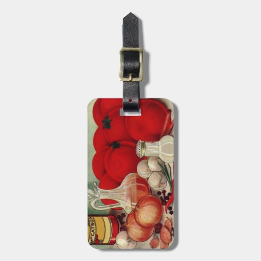 ヴィンテージイタリアントマトオニオンピーパーズキャサップ ラゲッジタグ (正面縦)