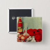 ヴィンテージイタリアントマトオニオンピーパーズキャサップ 缶バッジ (正面&裏面)