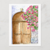 ヴィンテージイタリアンドアとブーゲンビリア ポストカード (正面)