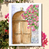 ヴィンテージイタリアンドアとブーゲンビリア ポストカード