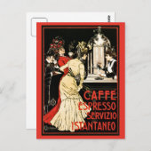 ヴィンテージイタリアンビクトリアンコーヒーエスプレッソ広告 ポストカード (正面/裏面)