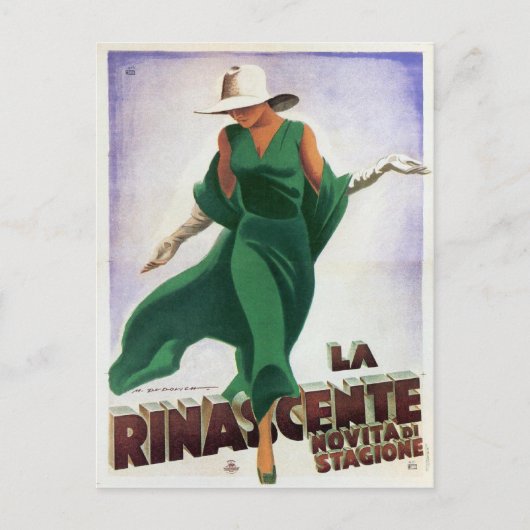 ヴィンテージイタリアンファッションプリント ポストカード (正面)