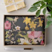 ヴィンテージイタリアンフローラピンクブルーブラックデコップページ 薄葉紙 (ギフト)