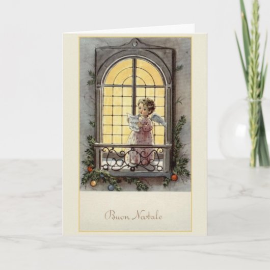 ヴィンテージイタリアンブオンナターレクリスマスカード シーズンカード (正面)