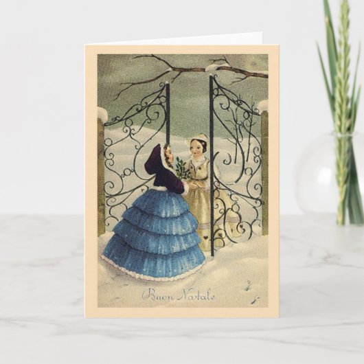 ヴィンテージイタリアンブオンナターレクリスマスカード シーズンカード (正面)