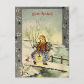 ヴィンテージイタリアンメリークリスマスブオンナターレガール シーズンポストカード (正面)