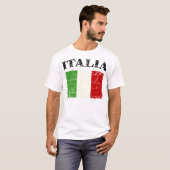 ヴィンテージイタリアン国旗イタリアレトロバナー署名 Tシャツ (正面フル)