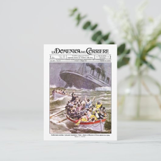 ヴィンテージイタリアン新聞タイタニック沈下 ポストカード (スタンド正面)