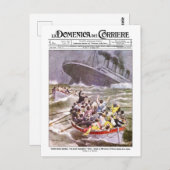 ヴィンテージイタリアン新聞タイタニック沈下 ポストカード (正面/裏面)