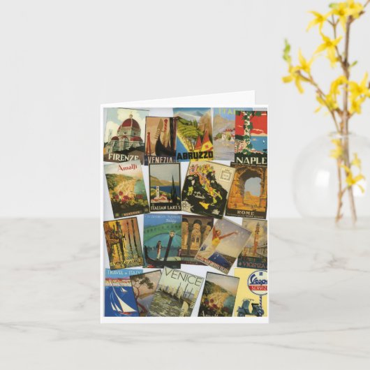 ヴィンテージイタリアン旅行ポスター カード (黄色い花)