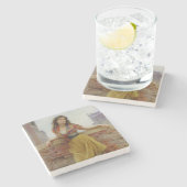 ヴィンテージイタリアン水車女子学生 ストーンコースター (横)