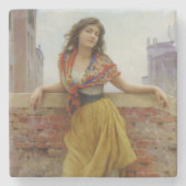 ヴィンテージイタリアン水車女子学生 ストーンコースター (正面)