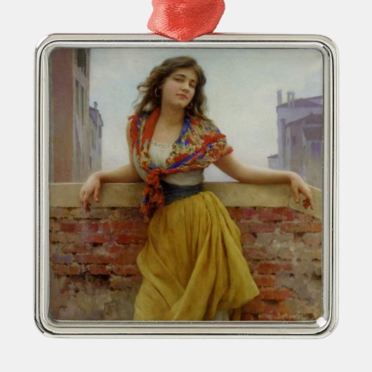 ヴィンテージイタリアン水車女子学生 メタルオーナメント (正面)