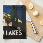 ヴィンテージイタリアン湖ハンドタオル キッチンタオル (四つ折り)