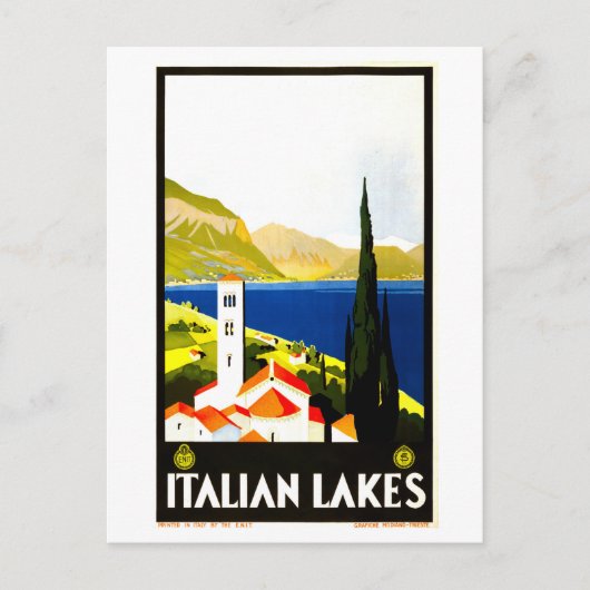ヴィンテージイタリアン湖旅行ポスター ポストカード (正面)