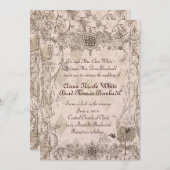 ヴィンテージイタリアン色あせたピンク結婚式招待状 招待状 (正面/裏面)