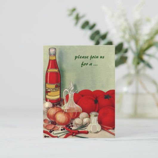 ヴィンテージイタリアン食品、料理パーティの招待状 招待状 (スタンド正面)