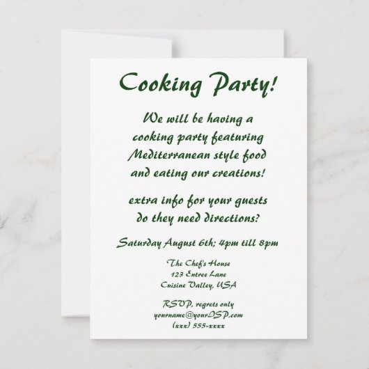 ヴィンテージイタリアン食品、料理パーティの招待状 招待状 (裏面)