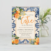 ヴィンテージイタリアン | オレンジ色の柑橘 | ベビーシャワー 招待状 (スタンド正面)