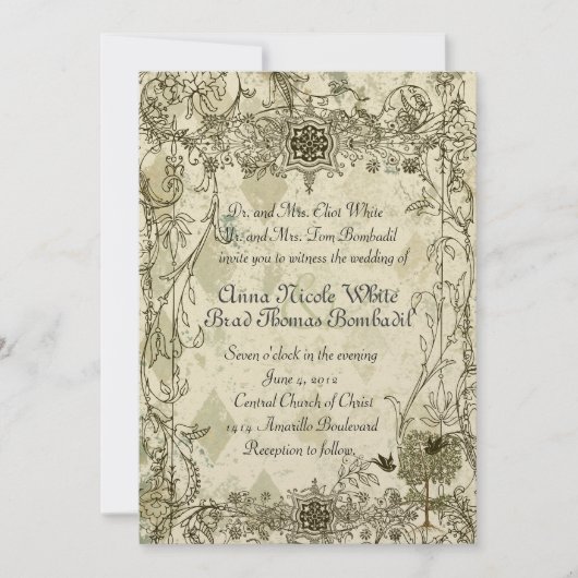 ヴィンテージイタリアン ヴェルディグリスのウェディング招待状 招待状 (正面)