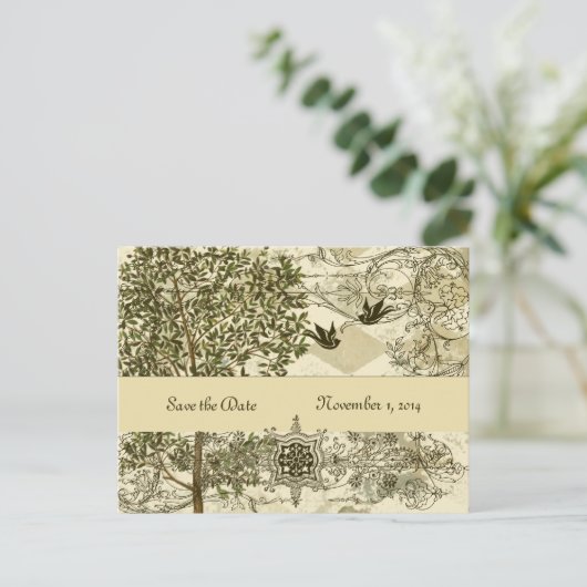 ヴィンテージイタリアンVerdigris日付の保存 案内ポストカード (スタンド正面)