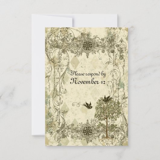 ヴィンテージイタリアンVerdigris rsvpと封筒 出欠カード (裏面)