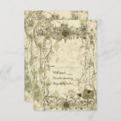 ヴィンテージイタリアンVerdigris rsvpと封筒 出欠カード (正面/裏面)