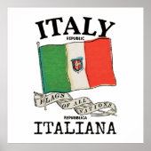 ヴィンテージイタリア国旗 ポスター (正面)