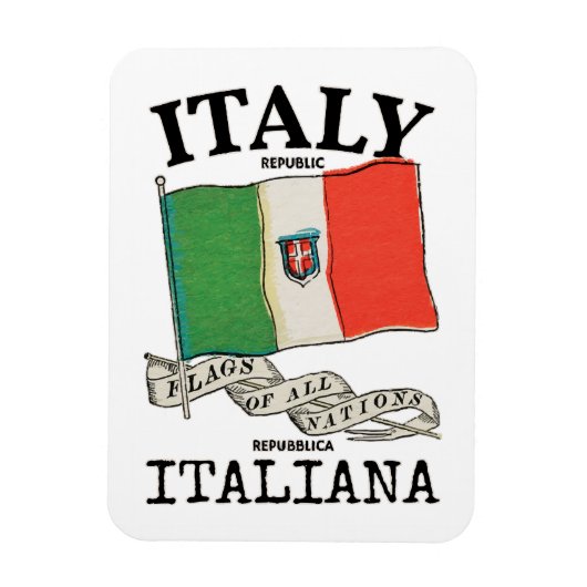 ヴィンテージイタリア国旗 マグネット (縦)