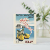 ヴィンテージイタリア地図と旅行のポスター ポストカード (スタンド正面)