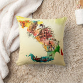 ヴィンテージイタリア地図シティトラベルラブウォーターカラー クッション (ブランケット)