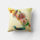 ヴィンテージイタリア地図シティトラベルラブウォーターカラー クッション (裏面)