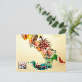 ヴィンテージイタリア地図シティトラベルラブウォーターカラー シーズンポストカード (スタンド正面)